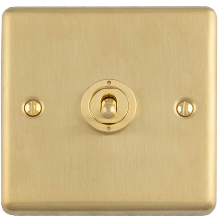 1 Gang Single Retro Toggle Light Switch SATIN BRASS 10A 2 Way Lever Plate