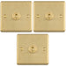 3 PACK 1 Gang Single Retro Toggle Light Switch SATIN BRASS 10A 2 Way Lever Plate