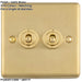 2 Gang Double Retro Toggle Light Switch SATIN BRASS 10A 2 Way Lever Plate