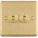2 Gang Double Retro Toggle Light Switch SATIN BRASS 10A 2 Way Lever Plate