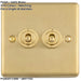 2 PACK 2 Gang Double Retro Toggle Light Switch SATIN BRASS 10A 2 Way Lever Plate