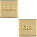 2 PACK 2 Gang Double Retro Toggle Light Switch SATIN BRASS 10A 2 Way Lever Plate