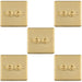 5 PACK 2 Gang Double Retro Toggle Light Switch SATIN BRASS 10A 2 Way Lever Plate