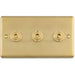 3 Gang Triple Retro Toggle Light Switch SATIN BRASS 10A 2 Way Lever Plate