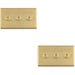 2 PACK 3 Gang Triple Retro Toggle Light Switch SATIN BRASS 10A 2 Way Lever Plate