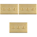 3 PACK 3 Gang Triple Retro Toggle Light Switch SATIN BRASS 10A 2 Way Lever Plate