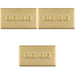 3 PACK 4 Gang Quad Retro Toggle Light Switch SATIN BRASS 10A 2 Way Lever Plate