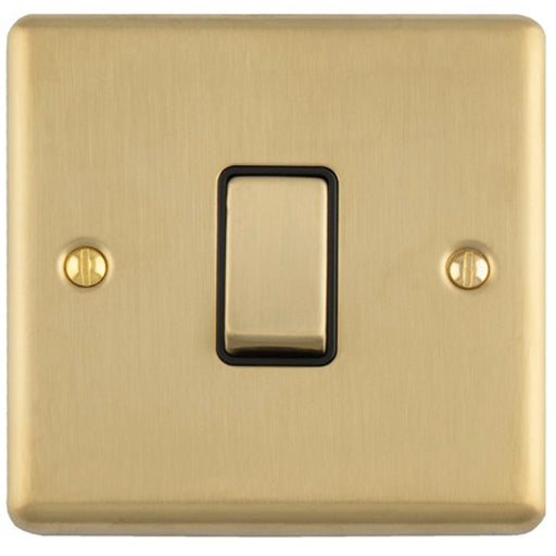 1 Gang 20A DP Single Switch SATIN BRASS & Black Trim Appliance / Boiler Power