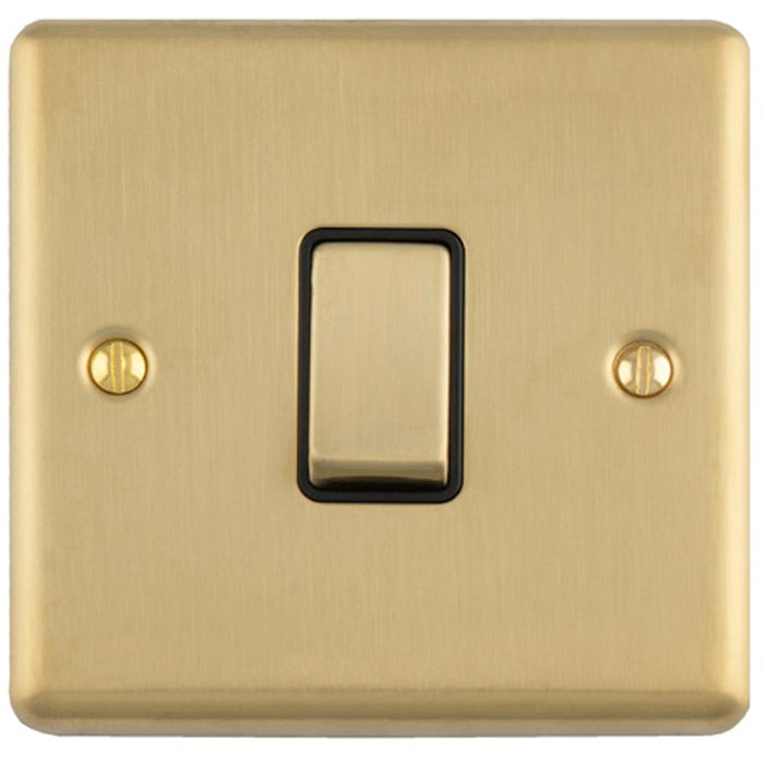 1 Gang 20A DP Single Switch SATIN BRASS & Black Trim Appliance / Boiler Power