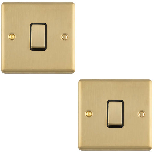 2 PACK 1 Gang 20A DP Single Switch SATIN BRASS & Black Trim Appliance / Boiler Power