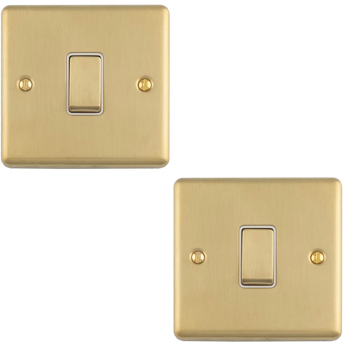 2 PACK 1 Gang 20A DP Single Switch SATIN BRASS & White Trim Appliance / Boiler Power