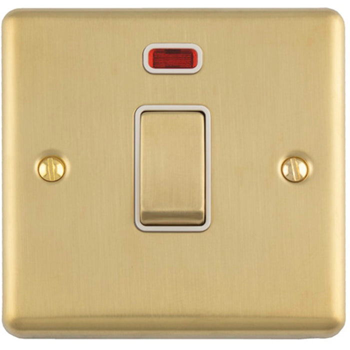 1 Gang 20A DP Single Switch & Neon Power Indictor SATIN BRASS & White Trim