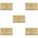5 PACK 2 Gang Double UK Plug Socket & Dual 3.1A USB C USB A SATIN BRASS & WHITE 13A Switched