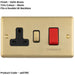 45A DP Oven Switch & Single 13A Switched Power Socket SATIN BRASS & BLACK Cooker Wall Outlet