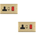 2 PACK 45A DP Oven Switch & Single 13A Switched Power Socket SATIN BRASS & BLACK Cooker Wall Outlet