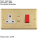 45A DP Oven Switch & Single 13A Switched Power Socket SATIN BRASS & WHITE Cooker Wall Outlet