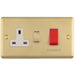 45A DP Oven Switch & Single 13A Switched Power Socket SATIN BRASS & WHITE Cooker Wall Outlet