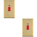2 PACK 2 Gang Double Vertical 45A DP Cooker Switch & Neon SATIN BRASS & WHITE Oven Appliance
