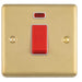 1 Gang Single 45A Cooker Switch & Neon SATIN BRASS & WHITE TRIM Rocker DP