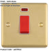 2 PACK 1 Gang Single 45A Cooker Switch & Neon SATIN BRASS & WHITE TRIM Rocker DP