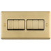 6 Gang Multi Light Switch SATIN BRASS 2 Way 10A Black Trim & Metal Rocker