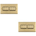2 PACK 6 Gang Multi Light Switch SATIN BRASS 2 Way 10A Black Trim & Metal Rocker