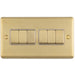 6 Gang Multi Light Switch SATIN BRASS 2 Way 10A White Trim & Metal Rocker