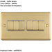 2 PACK 6 Gang Multi Light Switch SATIN BRASS 2 Way 10A White Trim & Metal Rocker
