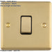 1 Gang Single 10A INTERMEDIATE Light Switch SATIN BRASS & Black Metal Rocker
