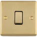 1 Gang Single 10A INTERMEDIATE Light Switch SATIN BRASS & Black Metal Rocker