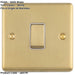 1 Gang Single 10A INTERMEDIATE Light Switch SATIN BRASS & White Metal Rocker