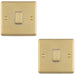 2 PACK 1 Gang Single 10A INTERMEDIATE Light Switch SATIN BRASS & White Metal Rocker