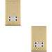 2 PACK 230V & 115V Shaver Twin Socket Wall Plate SATIN BRASS & White Trim 86mm x 146mm