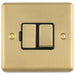 13A DP Switched Fuse Spur SATIN BRASS & BLACK Mains Isolation Wall Plate