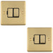 2 PACK 13A DP Switched Fuse Spur SATIN BRASS & BLACK Mains Isolation Wall Plate