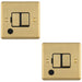 2 PACK 13A DP Switched Fuse Spur & Flex Outlet SATIN BRASS & Black Mains Isolation