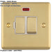 2 PACK 13A DP Switched Fuse Spur & Neon Light SATIN BRASS & White Mains Isolation