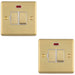 2 PACK 13A DP Switched Fuse Spur & Neon Light SATIN BRASS & White Mains Isolation