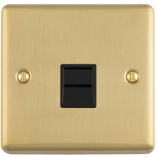 BT Telephone Master Socket SATIN BRASS & Black Telephone Wall Plate