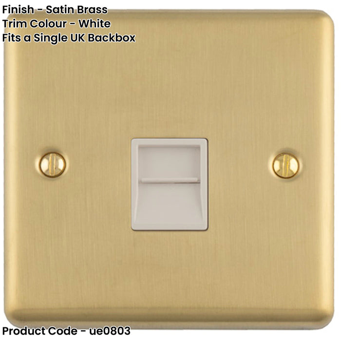 BT Telephone Slave Extension Socket SATIN BRASS & White Secondary Wall Plate