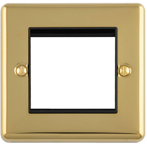 Double Gang EURO Module Modular Wall Face Plate Frame POLISHED BRASS & BLACK 25x50mm