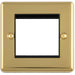 Double Gang EURO Module Modular Wall Face Plate Frame POLISHED BRASS & BLACK 25x50mm