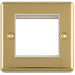 Double Gang EURO Module Modular Wall Face Plate Frame POLISHED BRASS & WHITE 25x50mm