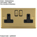 10 PACK 2 Gang Double UK Plug Socket POLISHED BRASS & BLACK 13A Switched Mains Wall Power Outlet