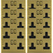 10 PACK 2 Gang Double UK Plug Socket POLISHED BRASS & BLACK 13A Switched Mains Wall Power Outlet