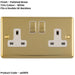 2 Gang Double UK Plug Socket POLISHED BRASS & WHITE 13A Switched Mains Wall Power Outlet