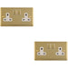 2 PACK 2 Gang Double UK Plug Socket POLISHED BRASS & WHITE 13A Switched Mains Wall Power Outlet
