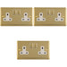 3 PACK 2 Gang Double UK Plug Socket POLISHED BRASS & WHITE 13A Switched Mains Wall Power Outlet