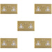 5 PACK 2 Gang Double UK Plug Socket POLISHED BRASS & WHITE 13A Switched Mains Wall Power Outlet