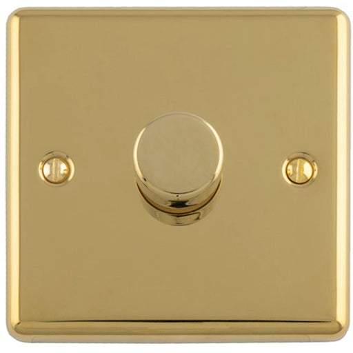 1 Gang 400W LED 2 Way Rotary Dimmer Switch POLISHED BRASS Light Dimming Plate